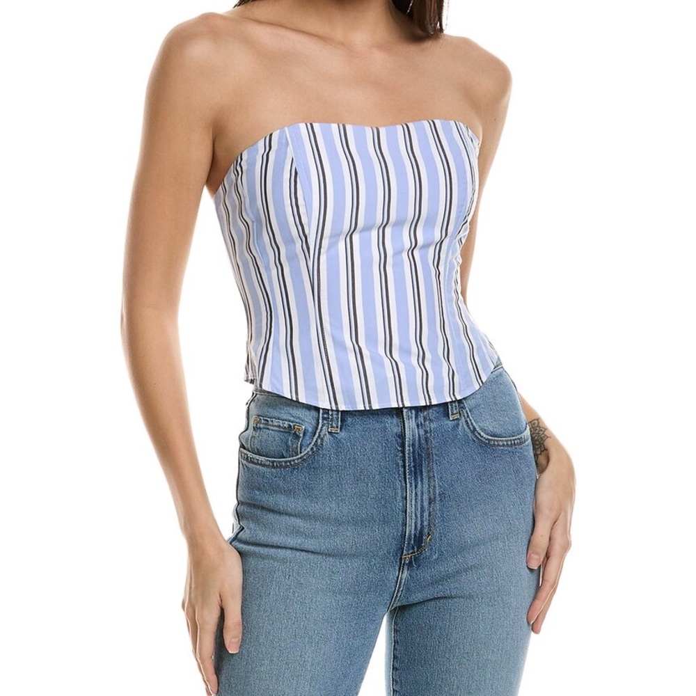 New Favorite Daughter The Lanai Top In Blue and White Stripes